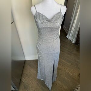 NWT. Emerald Sundae Juniors' Glitter Draped Front Gown